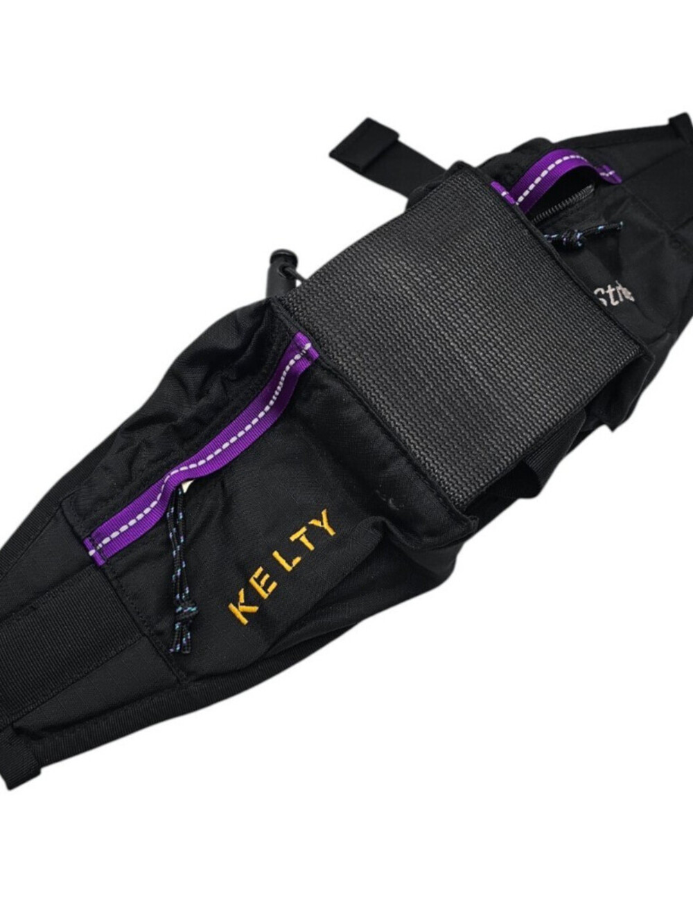 Kelty Stride hiking fanny pack in black with purple trim